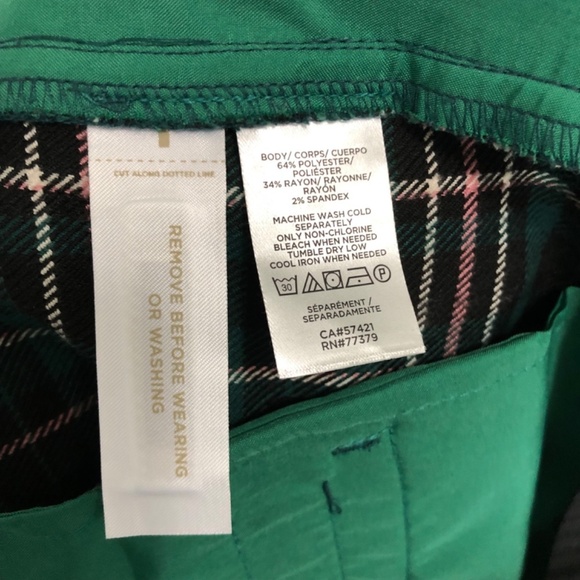 Ann Taylor Green Pink Plaid High Waist Ankle Pants 0 Petite - Picture 8 of 15